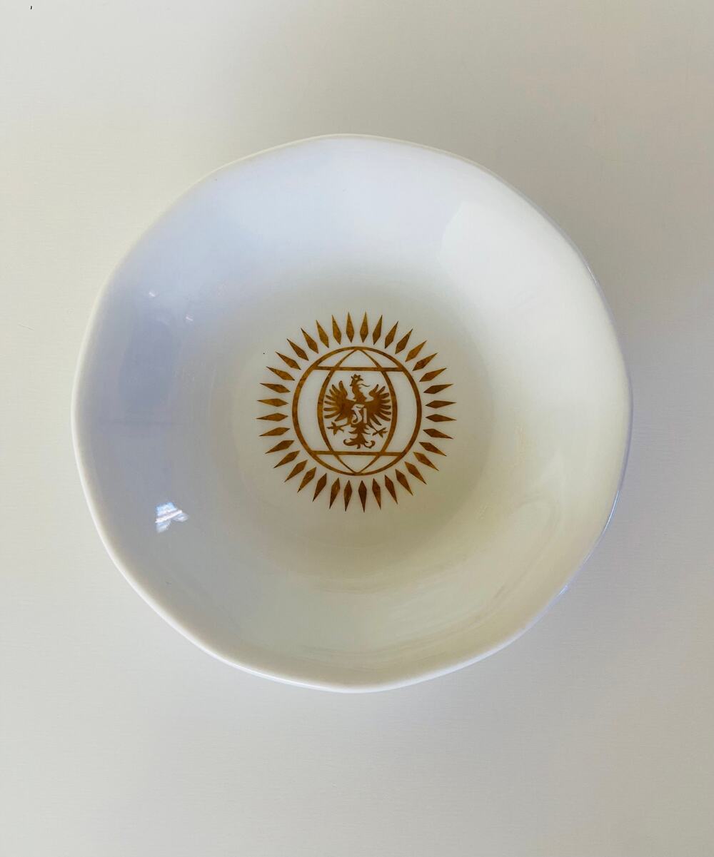 VINTAGE Gold Sunburst Bavaria German Bauscher Weidem Small Plate Butter Dish